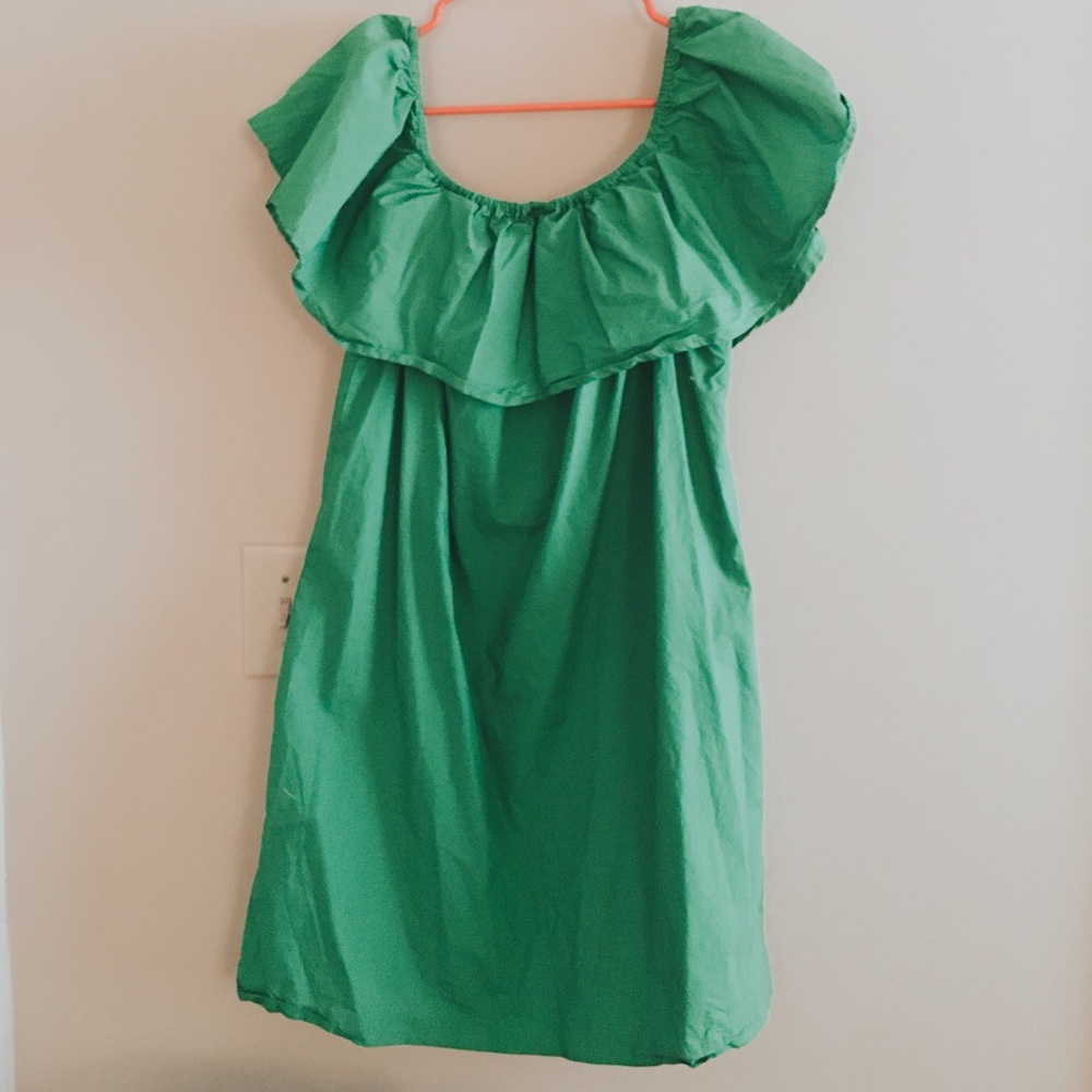 Who What Wear green ruffle dress
